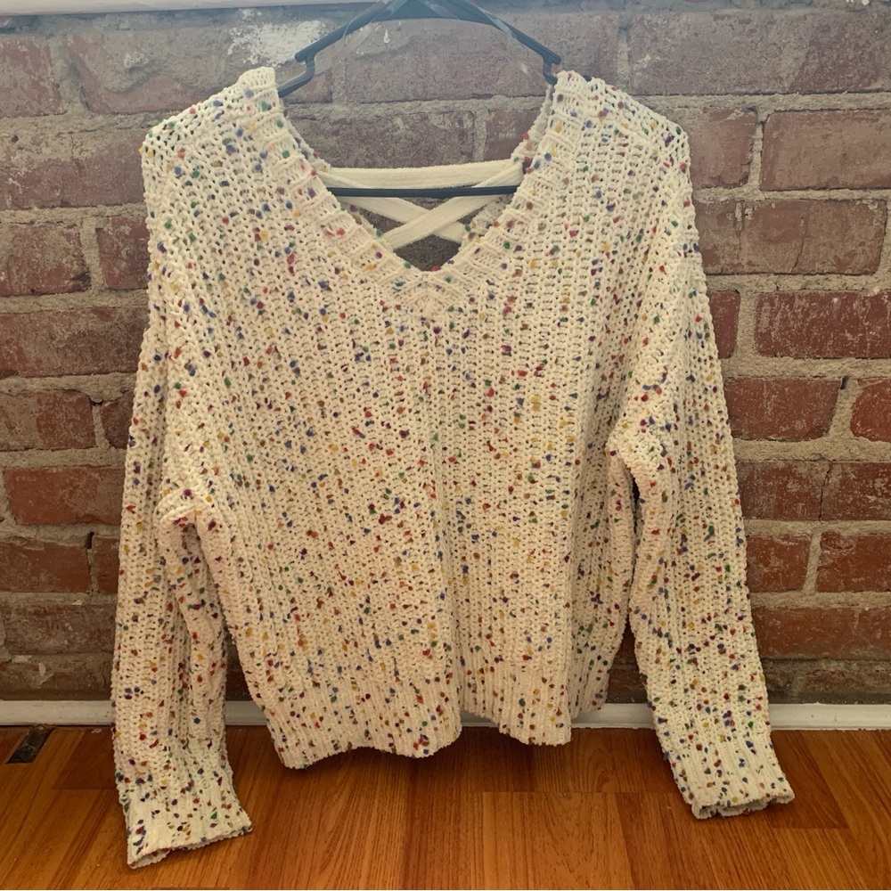 Confetti White Chenille Sweater